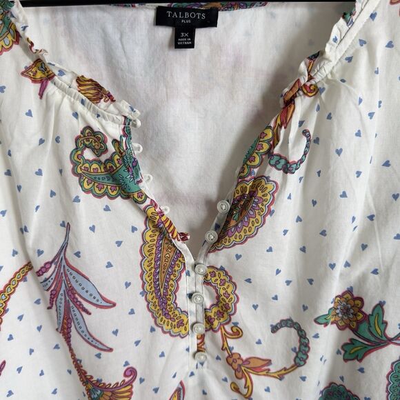 Talbots Top Womens 3X Plus Floral Tropical Breathable Beach‎ Cotton Boho Coastal - Picture 4 of 15